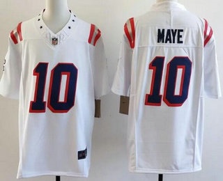 Men's New England Patriots #10 Drake Maye Limited White Rivalries FUSE Vapor Jersey