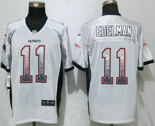 Men's New England Patriots #11 Julian Edelman White Drift Stitched NFL Nike Fashion Jersey