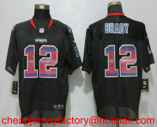 Men's New England Patriots #12 Tom Brady Black Strobe Stitched NFL Nike Fashion Jersey
