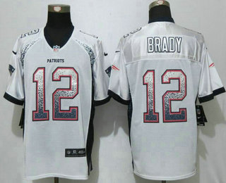 Men's New England Patriots #12 Tom Brady White Drift Stitched NFL Nike Fashion Jersey