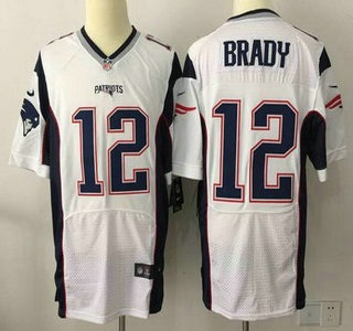 Men's New England Patriots #12 Tom Brady White Road 2015 NFL Nike Elite Jersey