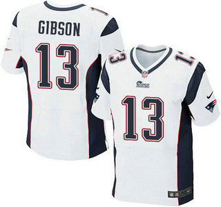 Men's New England Patriots #13 Brandon Gibson White Road NFL Nike Elite Jersey