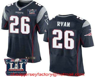 Men's New England Patriots #26 Logan Ryan Navy Blue 2017 Super Bowl LI Champions Patch Stitched NFL Nike Elite Jersey