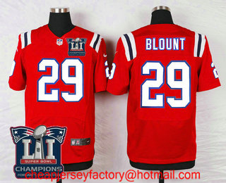 Men's New England Patriots #29 LeGarrette Blount Red 2017 Super Bowl LI Champions Patch Stitched NFL Nike Elite Jersey