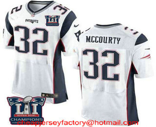 Men's New England Patriots #32 Devin McCourty White 2017 Super Bowl LI Champions Patch Stitched NFL Nike Elite Jersey