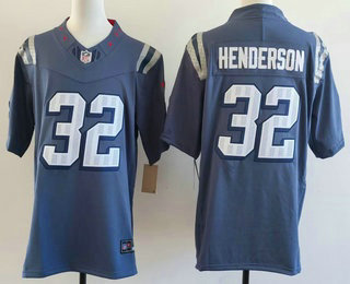 Men's New England Patriots #32 TreVeyon Henderson Limited Gray Rivalries FUSE Vapor Jersey