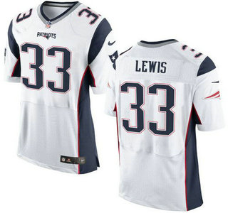 Men's New England Patriots #33 Dion Lewis White Road 2015 NFL Nike Elite Jersey