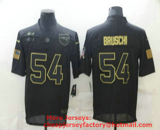 Men's New England Patriots #54 Tedy Bruschi Black 2020 Salute To Service Stitched NFL Nike Limited Jersey