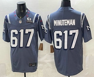 Men's New England Patriots #617 Minuteman FUSE 6x Super Bowl Champions Patch Rivalries Vapor Limited Jersey