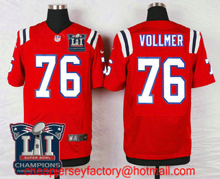 Men's New England Patriots #76 Sebastian Vollmer Red 2017 Super Bowl LI Champions Patch Stitched NFL Nike Elite Jersey