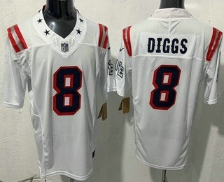 Men's New England Patriots #8 Stefon Diggs Limited White Rivalries FUSE Vapor Jersey