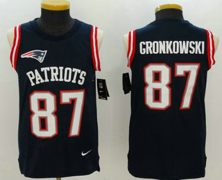 Men's New England Patriots #87 Rob Gronkowski Navy Blue Color Rush 2017 Vest Stitched NFL Nike Tank Top Jersey