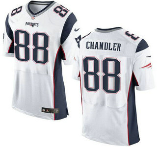 Men's New England Patriots #88 Scott Chandler White Road 2015 NFL Nike Elite Jersey