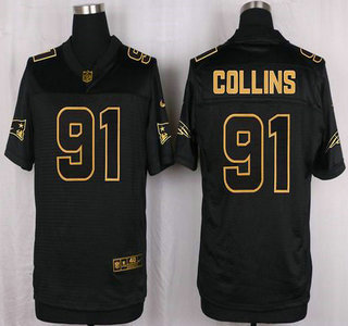 Men's New England Patriots #91 Jamie Collins Pro Line Black Gold Collection Elite Jersey