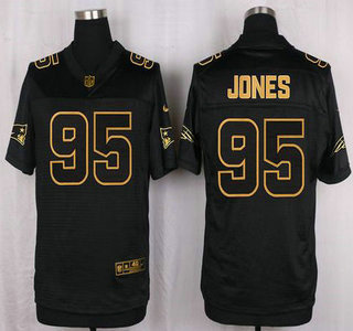 Men's New England Patriots #95 Chandler Jones Pro Line Black Gold Collection Elite Jersey