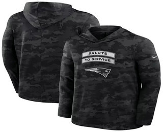 Men's New England Patriots Black 2026 Salute to Service Sideline Lightweight Hoodie Long Sleeve Top
