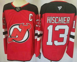 Men's New Jersey Devils #13 Nico Hischier Red Authentic Jersey