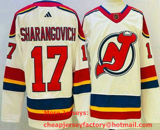 Men's New Jersey Devils #17 Yegor Sharangovich White 2022 Reverse Retro Authentic Jersey