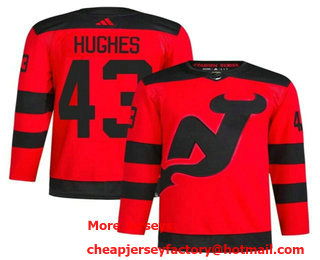 Men's New Jersey Devils #43 Luke Hughes Red 2024 Stadium Series Authentic Jersey