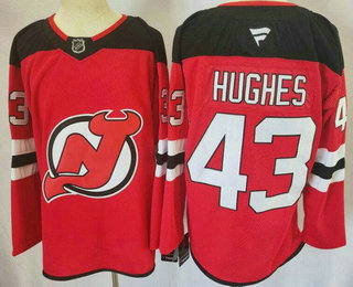 Men's New Jersey Devils #43 Luke Hughes Red Authentic Jersey