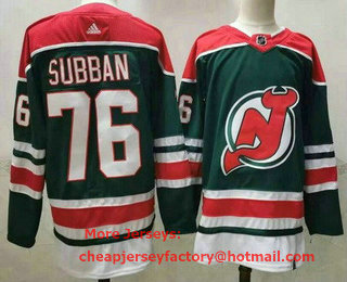 Men's New Jersey Devils #76 PK Subban Green 2021 Reverse Retro Stitched NHL Jersey