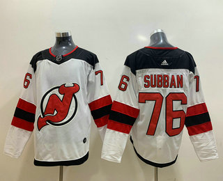 Men's New Jersey Devils #76 PK Subban White Adidas Stitched NHL Jersey