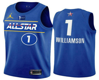 Men's New Orleans Pelican #1 Zion Williamson Blue 2021 All-Star Eastern Conference Stitched NBA Jersey