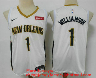 Men's New Orleans Pelicans #1 Zion Williamson White 2020 Nike Swingman Stitched NBA Jersey With The NEW Sponsor Logo