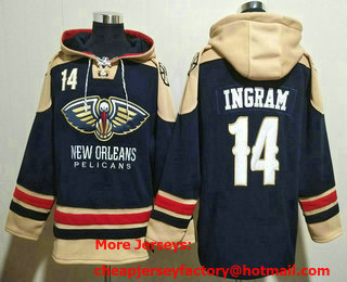 Men's New Orleans Pelicans #14 Brandon Ingram Navy Blue Ageless Must Have Lace Up Pullover Hoodie