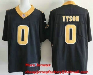 Men's New Orleans Saints #0 Jordyn Tyson Limited Black Vapor Jersey