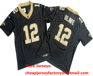 Men's New Orleans Saints #12 Chris Olave Black 2023 FUSE Vapor Untouchable Stitched Jersey