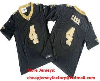 Men's New Orleans Saints #4 Derek Carr Black 2023 FUSE Vapor Untouchable Stitched Jersey
