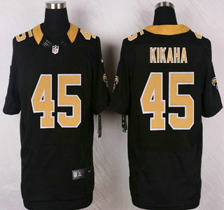 Men's New Orleans Saints #45 Hau'oli Kikaha Black Team Color NFL Nike Elite Jersey