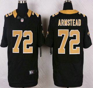 Men's New Orleans Saints #72 Terron Armstead Black Team Color NFL Nike Elite Jersey