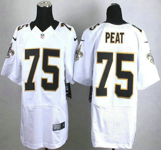 Men's New Orleans Saints #75 Andrus Peat Nike White Elite Jersey
