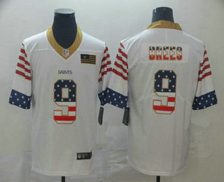 Men's New Orleans Saints #9 Drew Brees White Independence Day Stars & Stripes Jersey