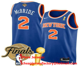 Men's New York Knicks #2 Miles McBride Blue 2026 Finals Patch And Finals Champions Patch Icon Edition Stitched Jersey