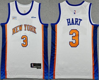 Men's New Yok Knicks #3 Josh Hart White 2025 City Sponsor Swingman Jersey