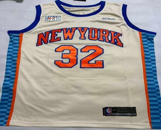 Men's New Yok Knicks #32 Karl Anthony Towns Cream 2025 City Sponsor Swingman Jersey