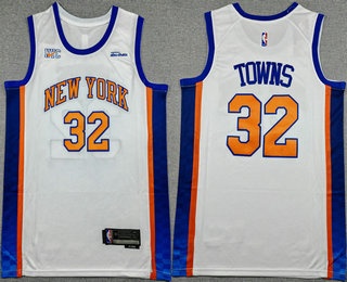 Men's New Yok Knicks #32 Karl Anthony Towns White 2025 City Sponsor Swingman Jersey