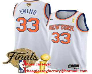Men's New York Knicks #33 Patrick Ewing White 2026 Finals Patch And Champions Patch Association Edition Stitched Jersey