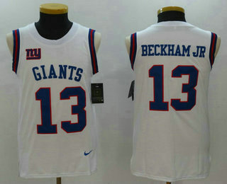Men's New York Giants #13 Odell Beckham Jr White Color Rush 2017 Vest Stitched NFL Nike Tank Top Jersey
