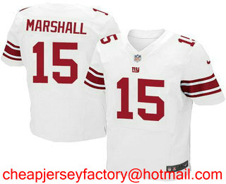 Men's New York Giants #15 Brandon Marshall White Road Stitched NFL Nike Elite Jersey