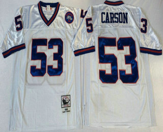 Men's New York Giants #53 Harry Carson White Mitchell & Ness Throwback Vintage Football Jersey