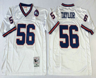 Men's New York Giants #56 Lawrence Taylor White Mitchell & Ness Throwback Vintage Football Jersey
