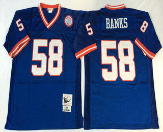 Men's New York Giants #58 Carl Banks Blue Mitchell & Ness Throwback Vintage Football Jersey