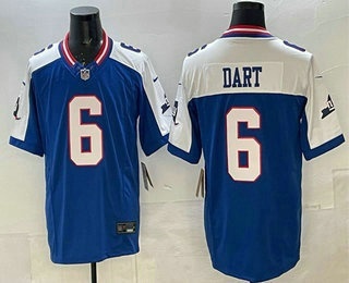 Men's New York Giants #6 Jaxson Dart Limited Blue Thanksgiving FUSE Vapor Jersey