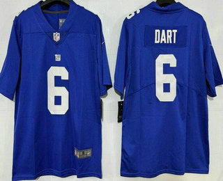 Men's New York Giants #6 Jaxson Dart Limited Blue Vapor Jersey