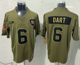 Men's New York Giants #6 Jaxson Dart Olive 2025 FUSE Salute to Service Limited Jersey