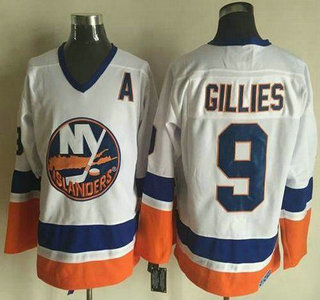 Men's New York Islanders #9 Clark Gillies White Throwback CCM Jersey
